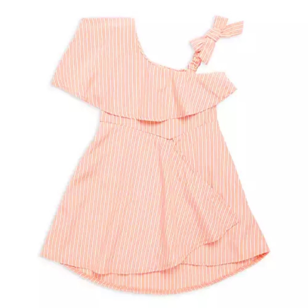 12M Habitual Kids Baby Girls Peach Stripe Asymmetrical Dress with Diaper Cover